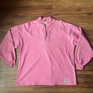 Vintage 90s Coconut Joe Pink Henley Sweater 100% Cotton XL Colourful Oversized
